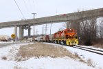 HESR's 702 train comes south after passing under the Zilwaukee Bridge